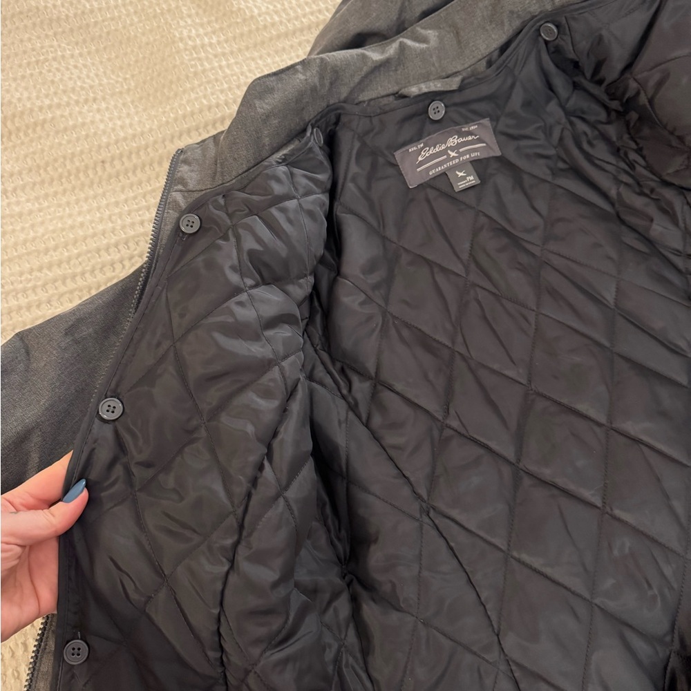 Eddie Bauer Women's Girl on the Go Insulated Waterproof Trench Coat - Gray MP - Picture 9 of 15